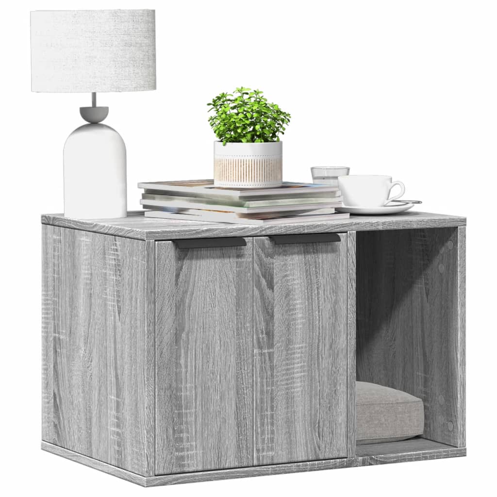 KFX-2062909 Cozy Wood Cat Litter Box with Hidden Design, Engineered Wood - 60x40x40 cm
