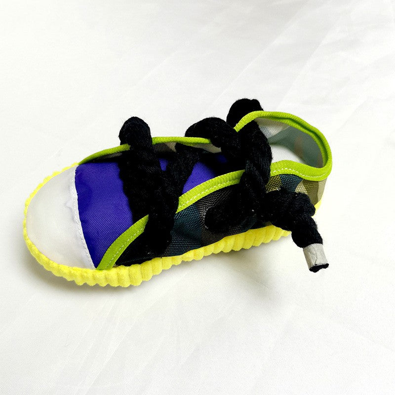 KFX-2064445 Pet Dog Toy Plush Shoe with Sound, Available in Black Rope-Yellow, Gray, and Purple, 7x8x18cm