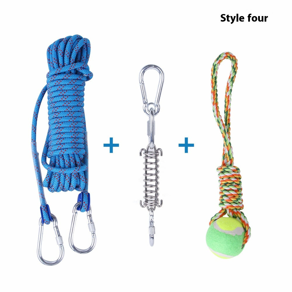 KFX-2065085 Stainless Steel Spring Suspension Toy with Cotton String for Outdoor Dog Training