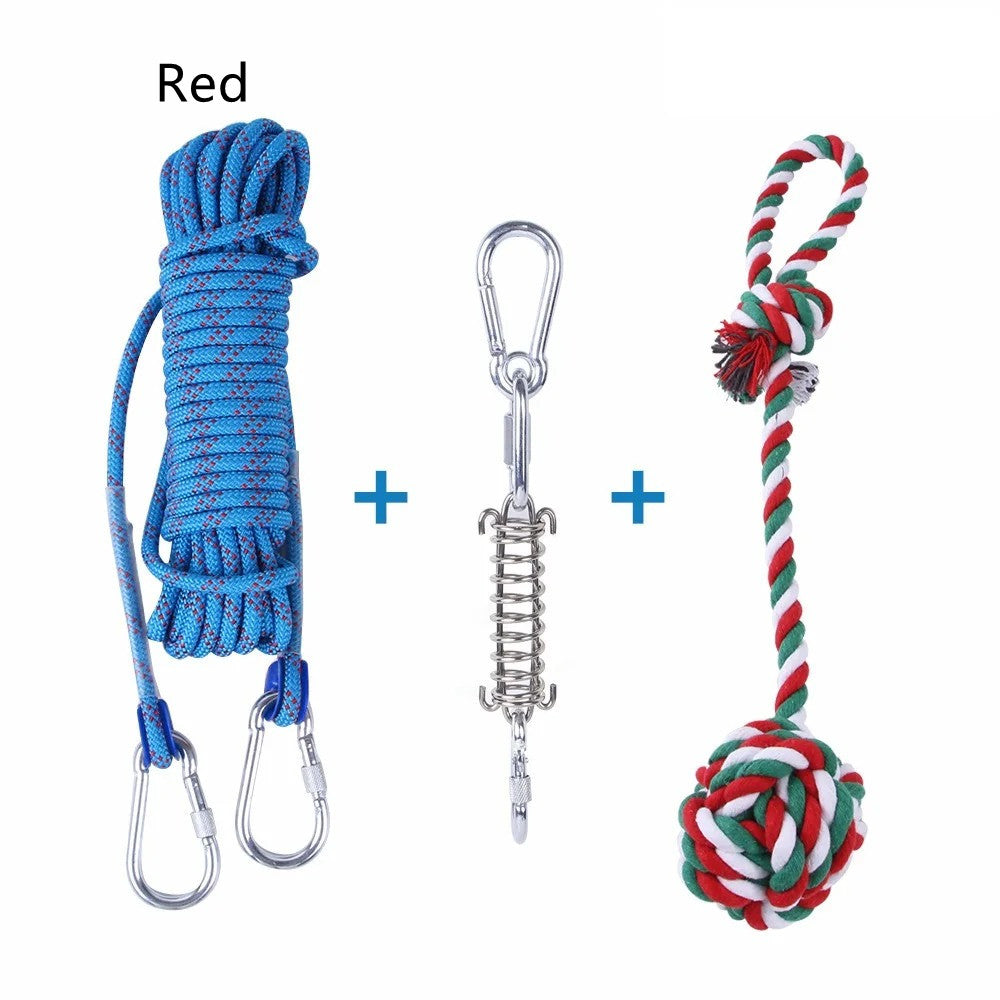 KFX-2065085 Stainless Steel Spring Suspension Toy with Cotton String for Outdoor Dog Training