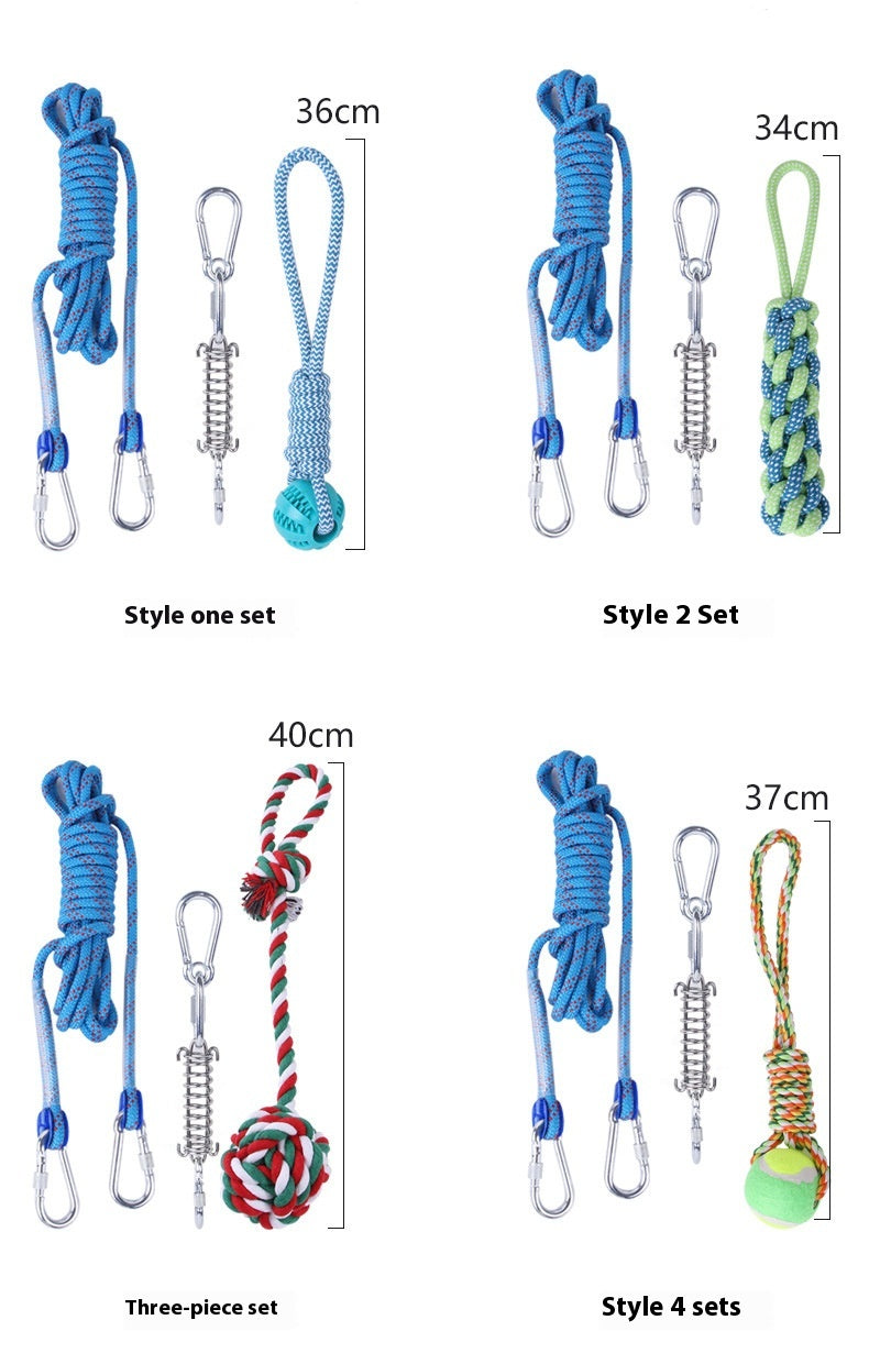 KFX-2065085 Stainless Steel Spring Suspension Toy with Cotton String for Outdoor Dog Training