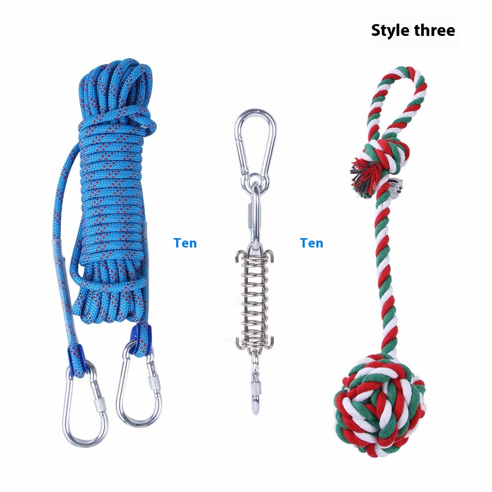 KFX-2065085 Stainless Steel Spring Suspension Toy with Cotton String for Outdoor Dog Training