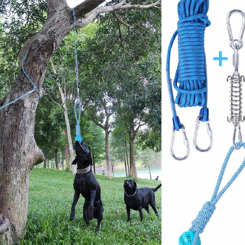 KFX-2065085 Stainless Steel Spring Suspension Toy with Cotton String for Outdoor Dog Training