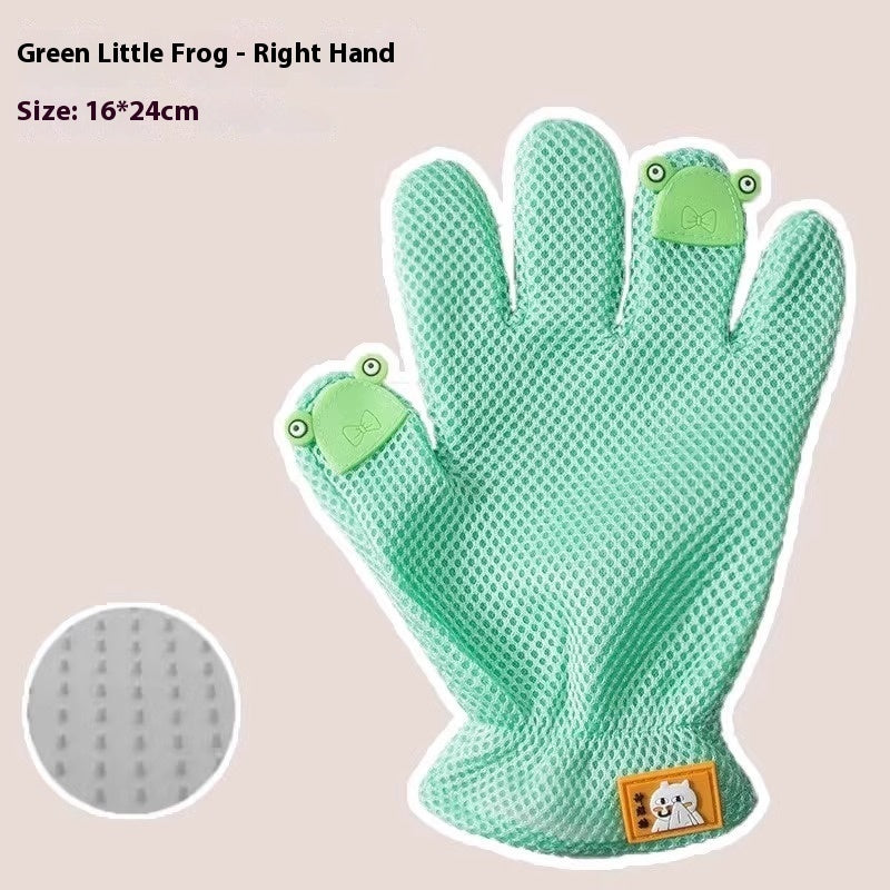 KFX-2067261 Double-sided Silicone Pet Bath Gloves with Cute Designs for Grooming and Shedding Control