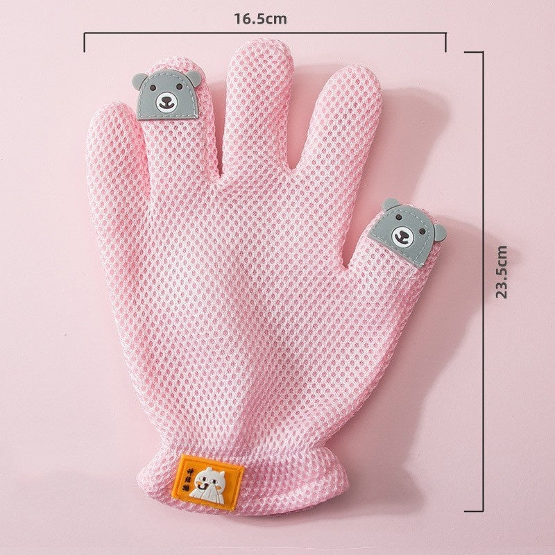 KFX-2067261 Double-sided Silicone Pet Bath Gloves with Cute Designs for Grooming and Shedding Control