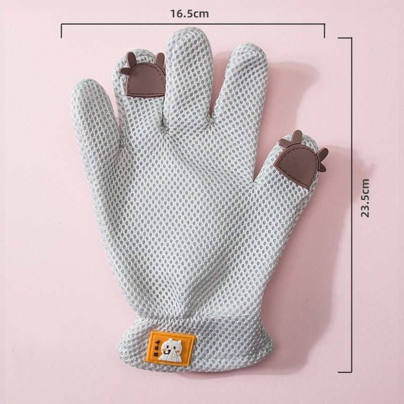 KFX-2067261 Double-sided Silicone Pet Bath Gloves with Cute Designs for Grooming and Shedding Control