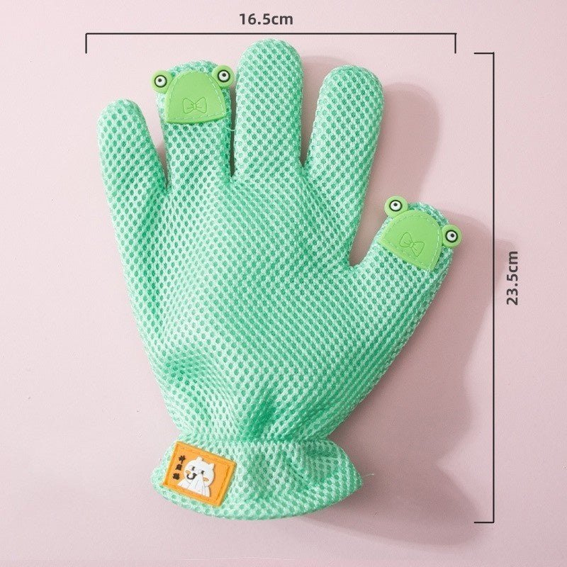 KFX-2067261 Double-sided Silicone Pet Bath Gloves with Cute Designs for Grooming and Shedding Control