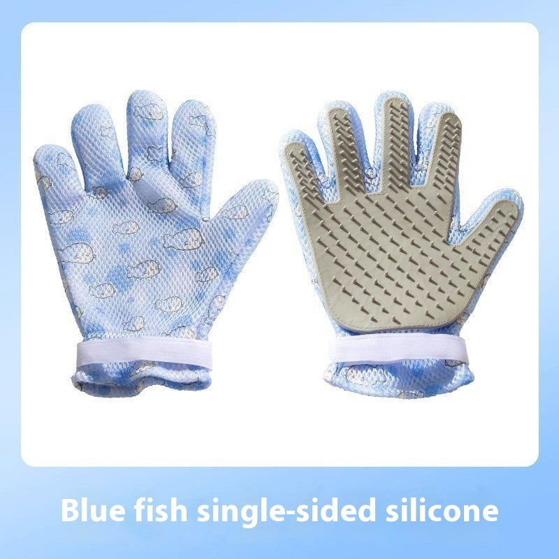 KFX-2067261 Double-sided Silicone Pet Bath Gloves with Cute Designs for Grooming and Shedding Control