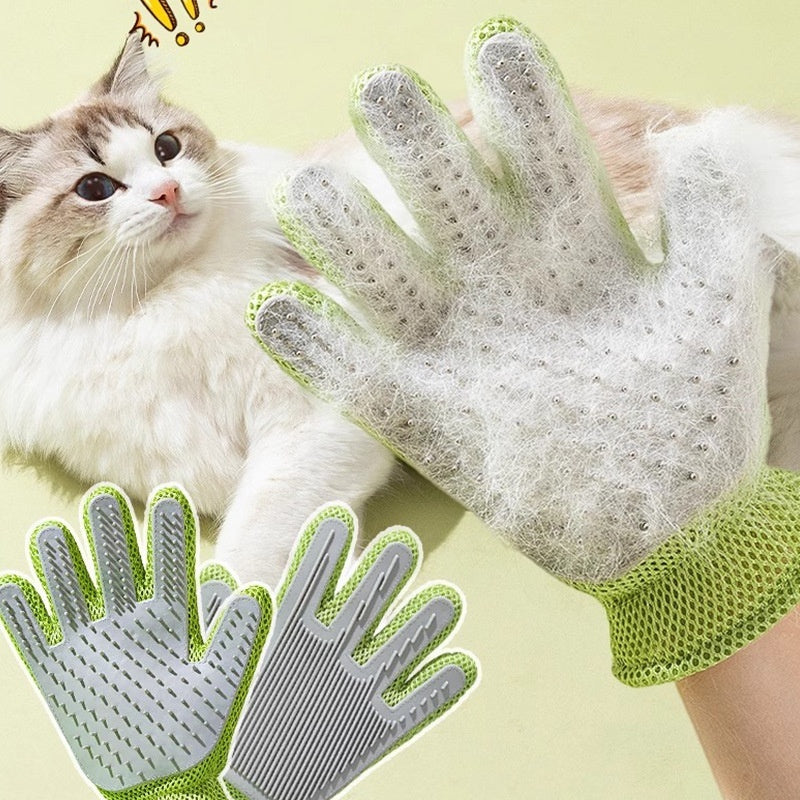KFX-2067261 Double-sided Silicone Pet Bath Gloves with Cute Designs for Grooming and Shedding Control