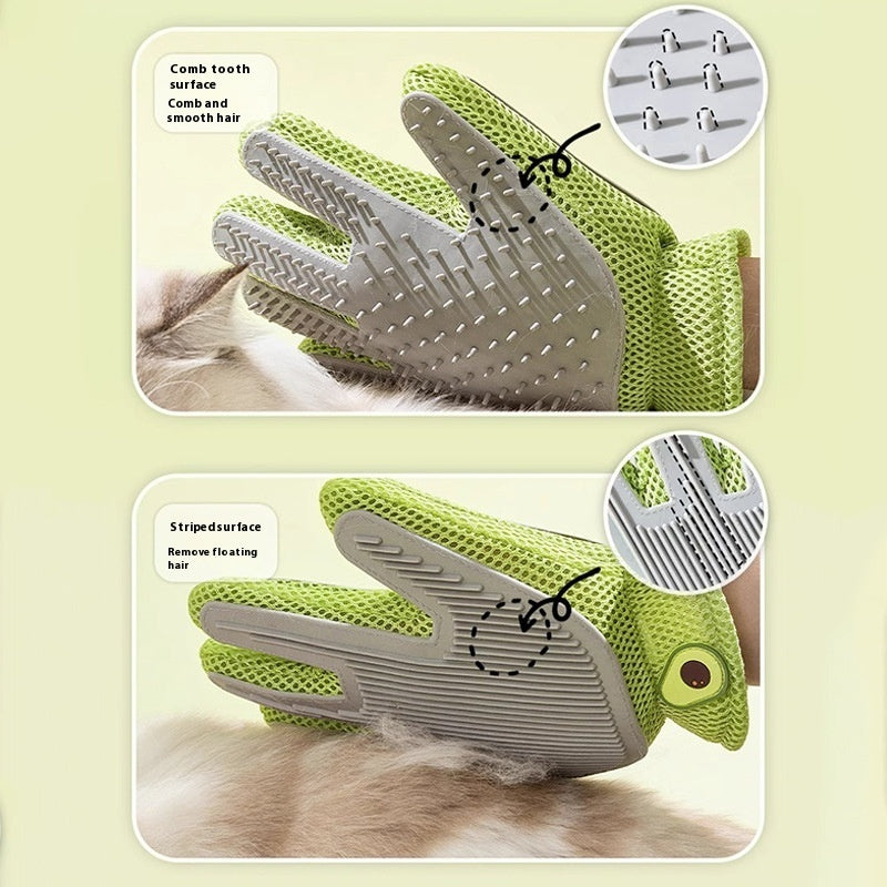 KFX-2067261 Double-sided Silicone Pet Bath Gloves with Cute Designs for Grooming and Shedding Control