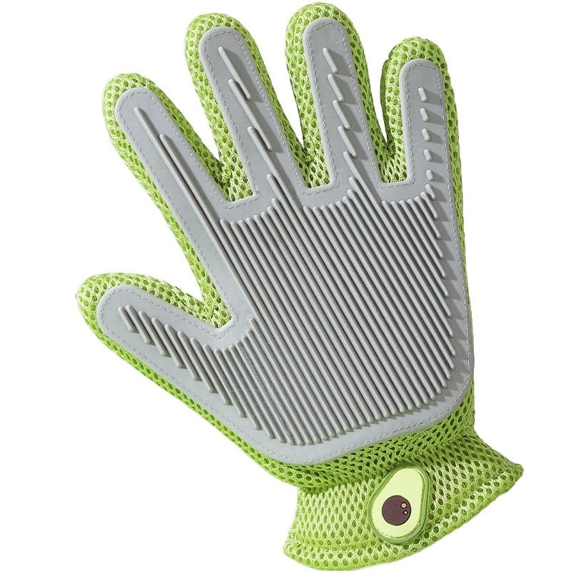 KFX-2067261 Double-sided Silicone Pet Bath Gloves with Cute Designs for Grooming and Shedding Control