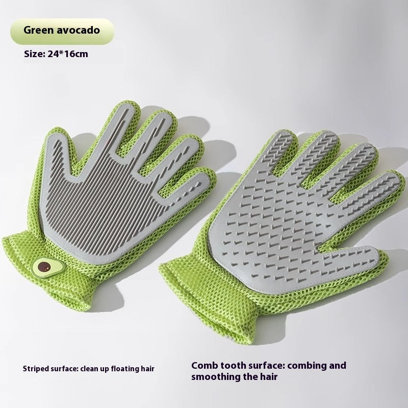 KFX-2067261 Double-sided Silicone Pet Bath Gloves with Cute Designs for Grooming and Shedding Control
