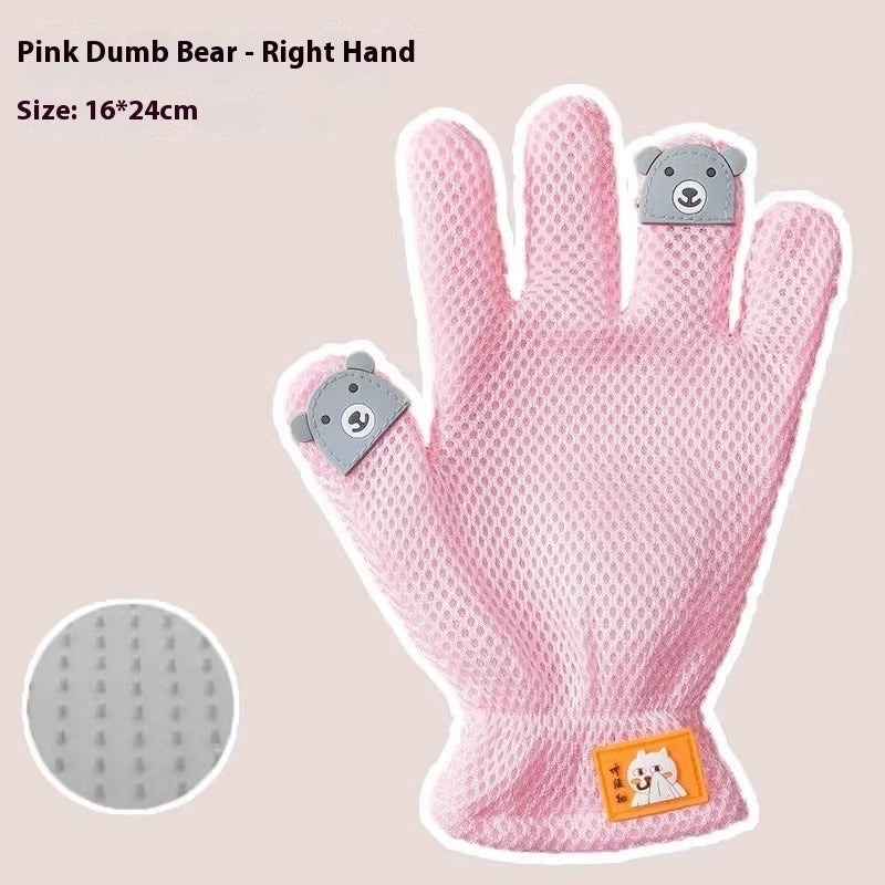 KFX-2067261 Double-sided Silicone Pet Bath Gloves with Cute Designs for Grooming and Shedding Control