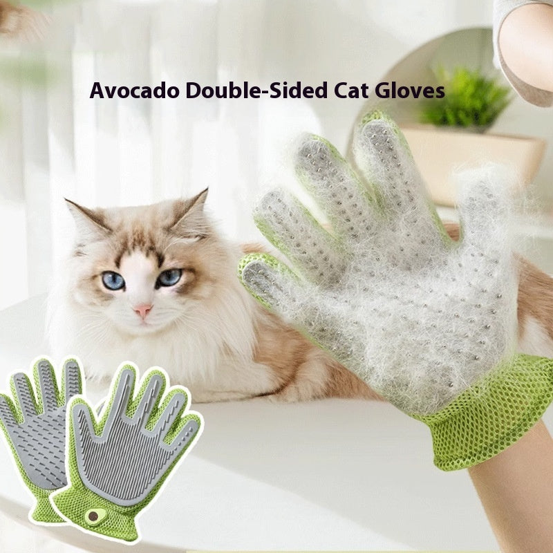 KFX-2067261 Double-sided Silicone Pet Bath Gloves with Cute Designs for Grooming and Shedding Control