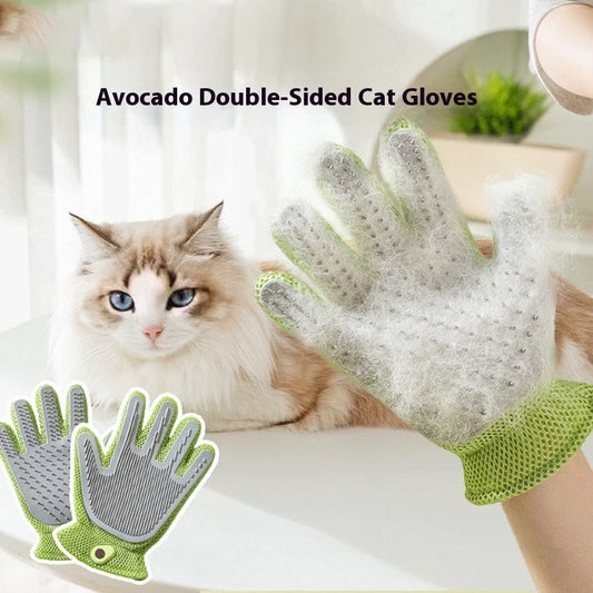 KFX-2067261 Double-sided Silicone Pet Bath Gloves with Cute Designs for Grooming and Shedding Control