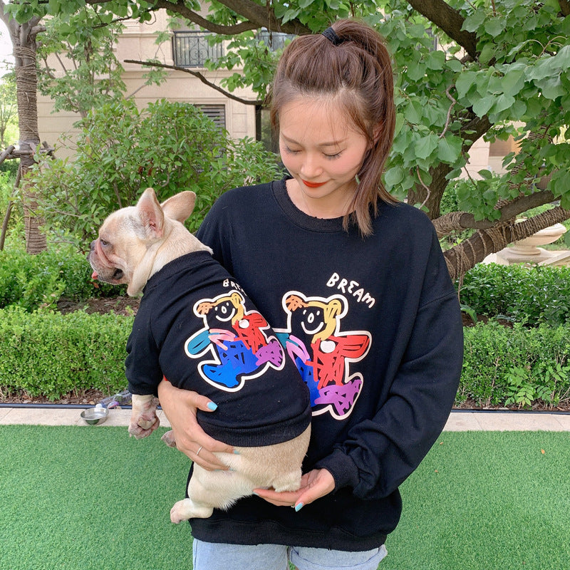 KFX-2067773 Soft Cotton Two-Legged Sweater for Cats and Small Dogs in Black, White, and Pink - Sizes S to 4XL