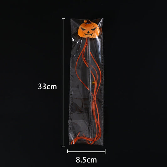 KFX-2070205 Interactive Plush Cat Teaser Stick with Halloween-themed Spider, Pumpkin, and Bat Designs