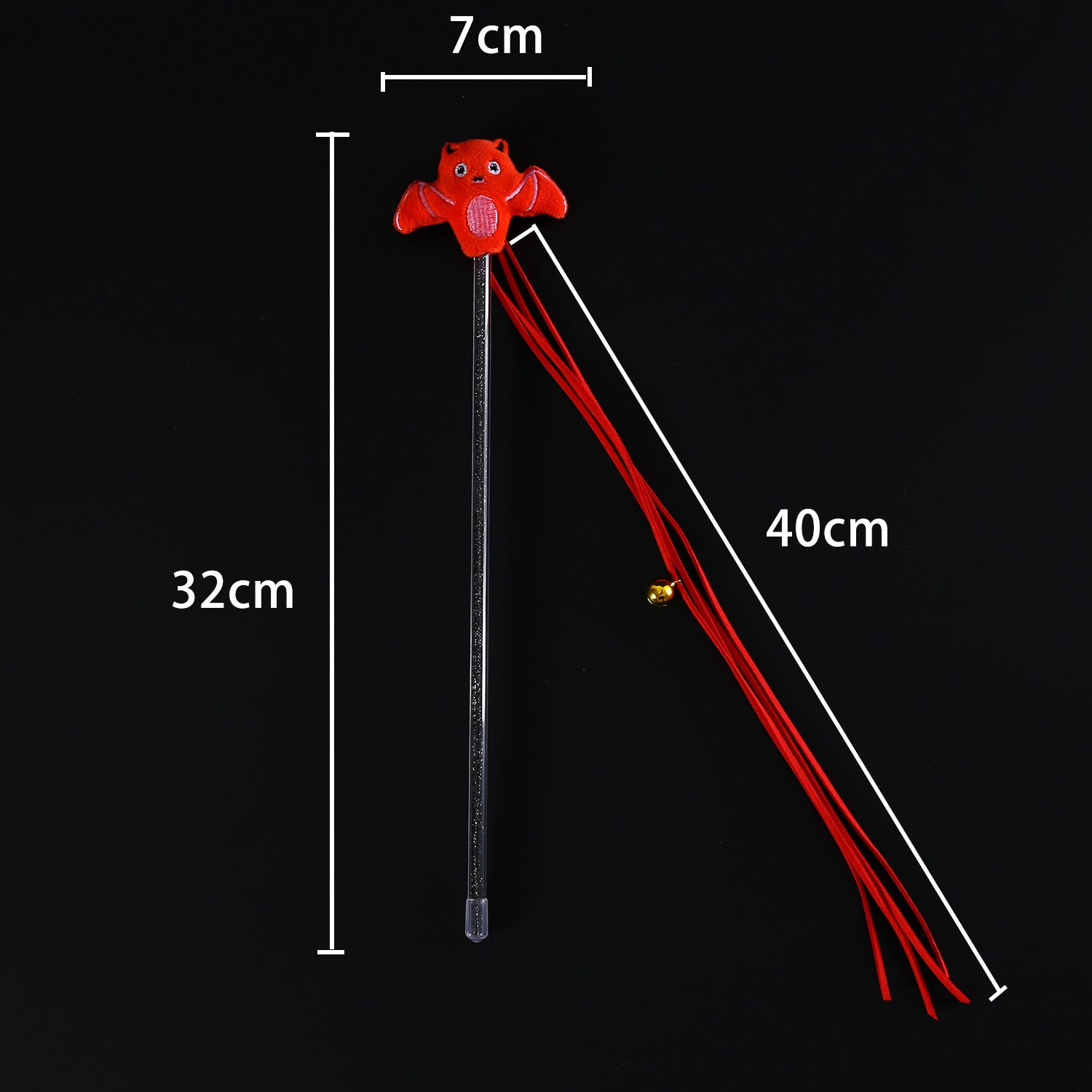 KFX-2070205 Interactive Plush Cat Teaser Stick with Halloween-themed Spider, Pumpkin, and Bat Designs