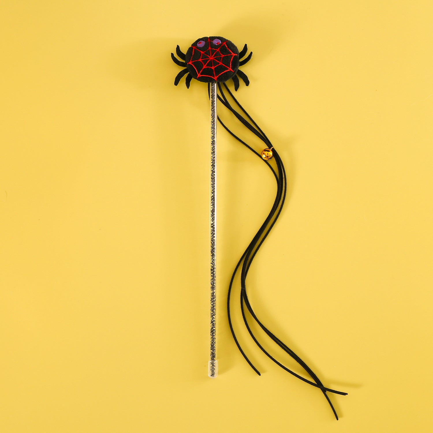 KFX-2070205 Interactive Plush Cat Teaser Stick with Halloween-themed Spider, Pumpkin, and Bat Designs