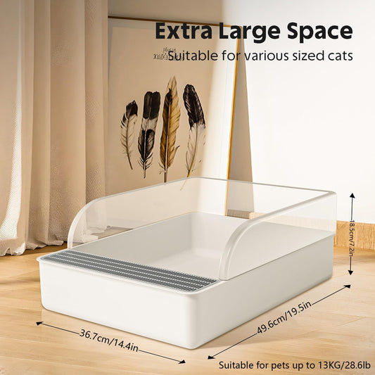 KFX-2070845 Open Cat Litter Box with High Sides and Anti-Splash Features, Removable Design for Easy Cleaning and Sand Leakage Prevention