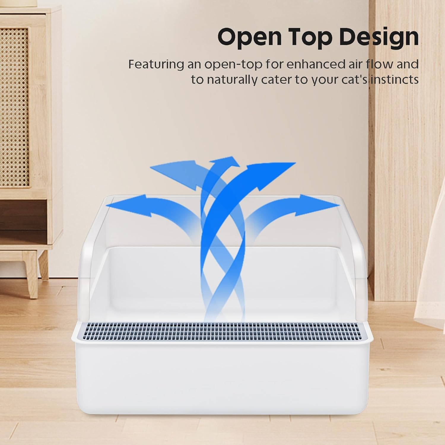 KFX-2070845 Open Cat Litter Box with High Sides and Anti-Splash Features, Removable Design for Easy Cleaning and Sand Leakage Prevention