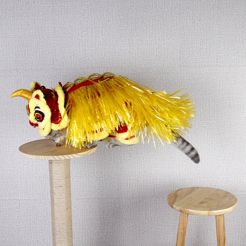 KFX-2073533 Pet Lion Dance Costume - Fleece Clothing for Chinese New Year, Sizes S-XL