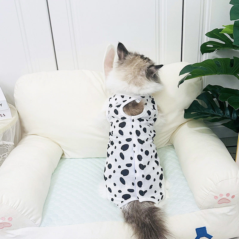 KFX-2075709 Breathable Cat Surgical Gown in Leopard Print - Comfortable Sterilization Clothing for Female Cats
