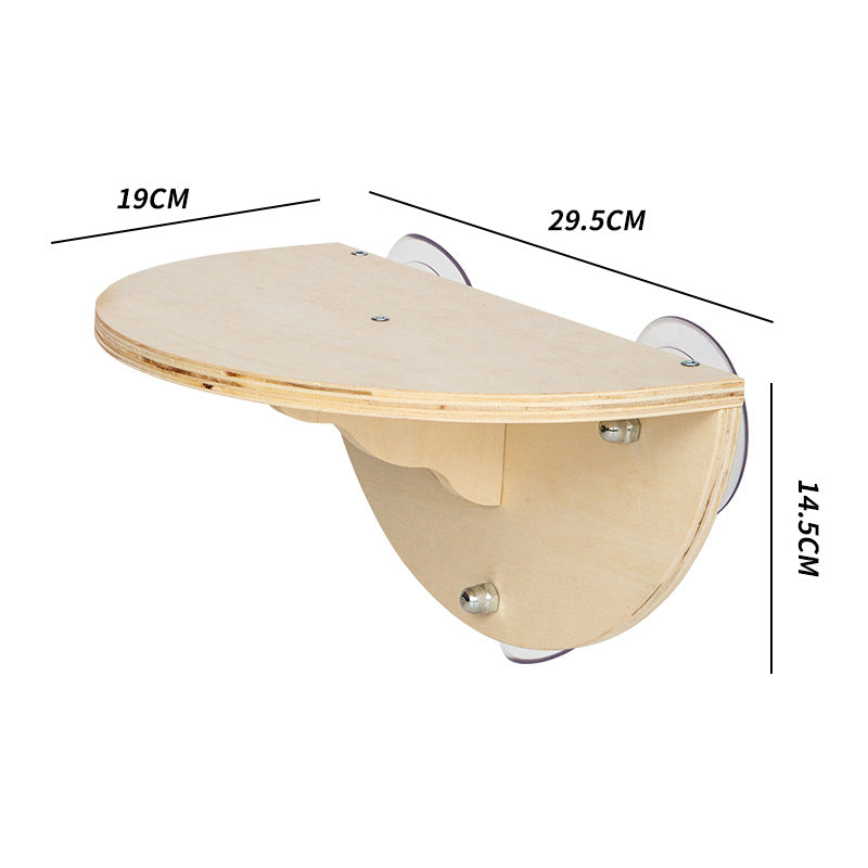 KFX-2076605 Wooden Suction Cup Cat Bed for Sunbathing and Relaxation - 29.5 x 19 x 14.5 cm