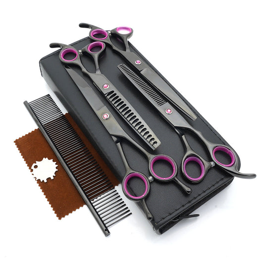 KFX-2076733 Pet Grooming Scissors Set - Portable Stainless Steel Tools for Dog Beauty Care