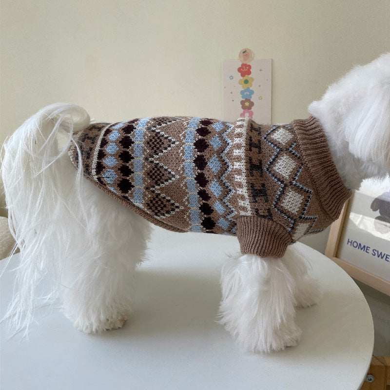 KFX-2078909 Brown Faux Mink Cashmere Sweater for Pets - Stylish and Comfortable Knit Wear