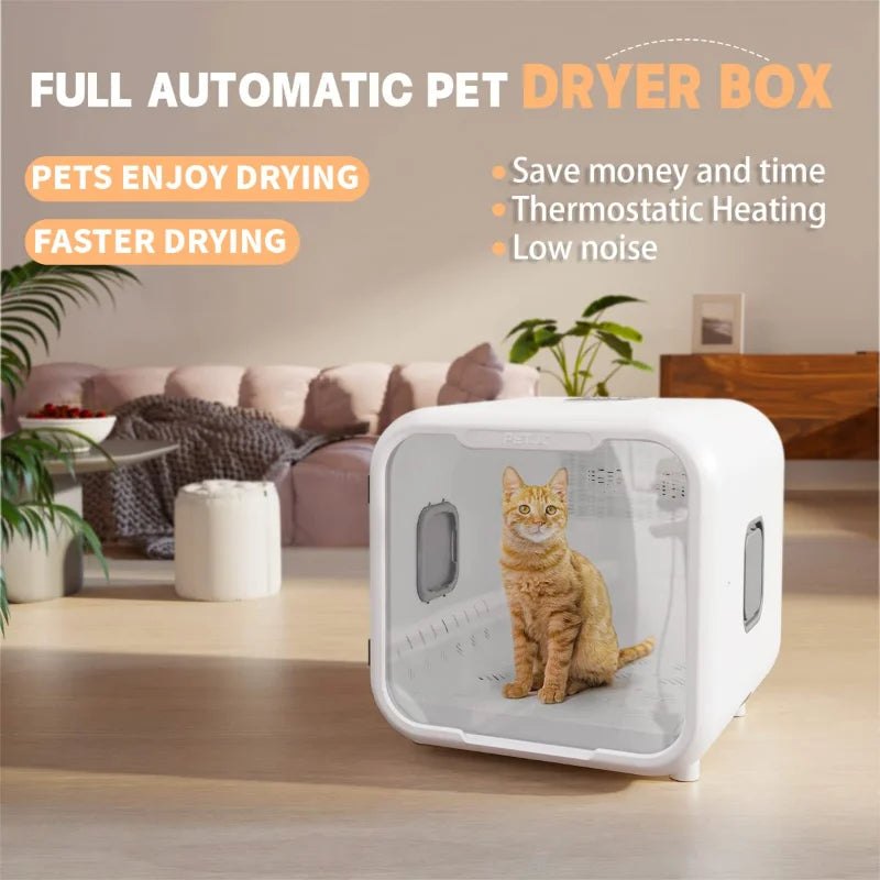 KFX-208019 Pet Hair Drying Box - Low Noise Automatic Dryer for Cats and Dogs, Eco-Friendly Plastic, 220V, 8.2Kg, Large Capacity
