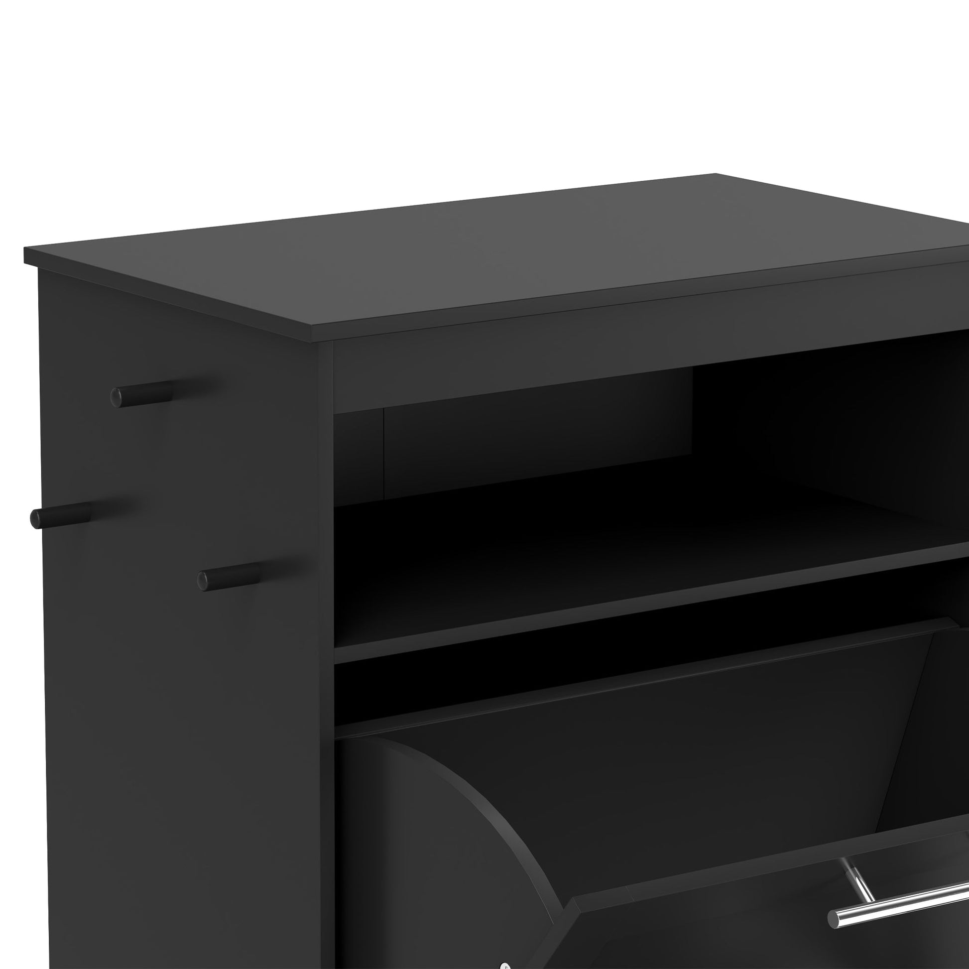 KFX-2081085 Pet Feeder Station Storage Cabinet with Two Removable Bowls and Storage Space, Black