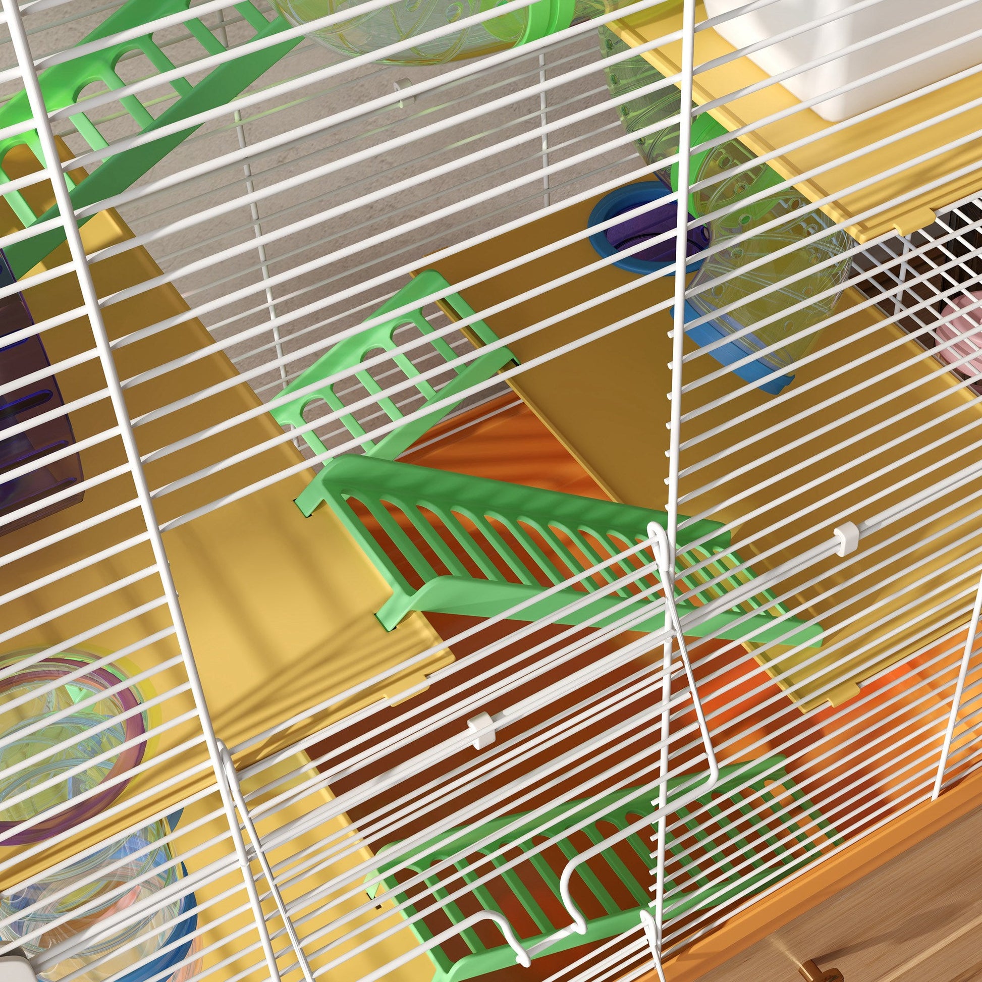 KFX-2084541 5-Tier Portable Hamster Cage with Exercise Wheel, Tubes, and Accessories in Orange