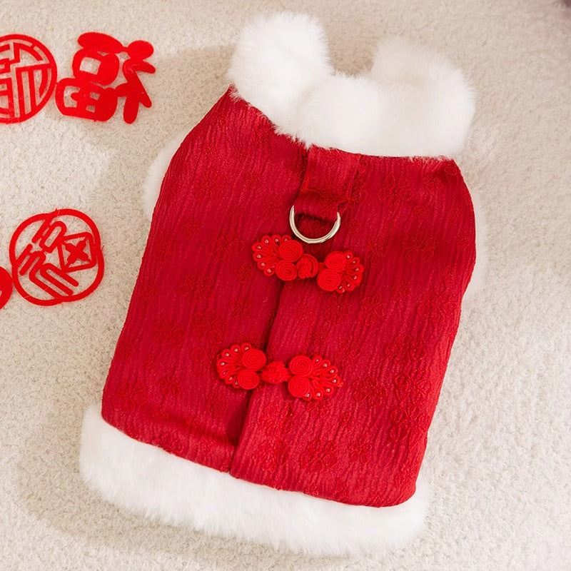 KFX-2085437 Cozy Cotton Winter Dog Outfit for Small Dogs - Chinese New Year Style Clothing