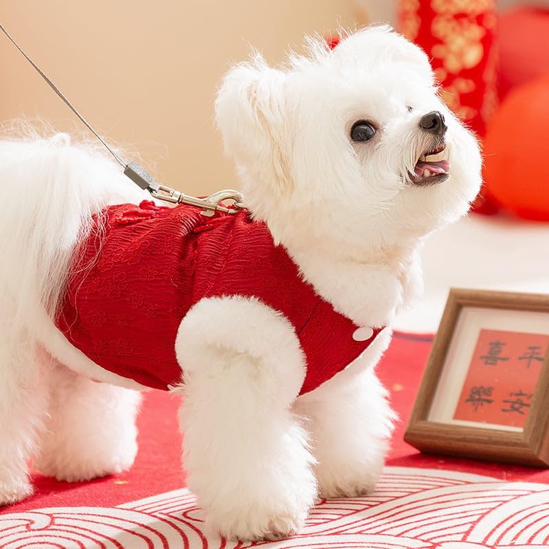 KFX-2085437 Cozy Cotton Winter Dog Outfit for Small Dogs - Chinese New Year Style Clothing
