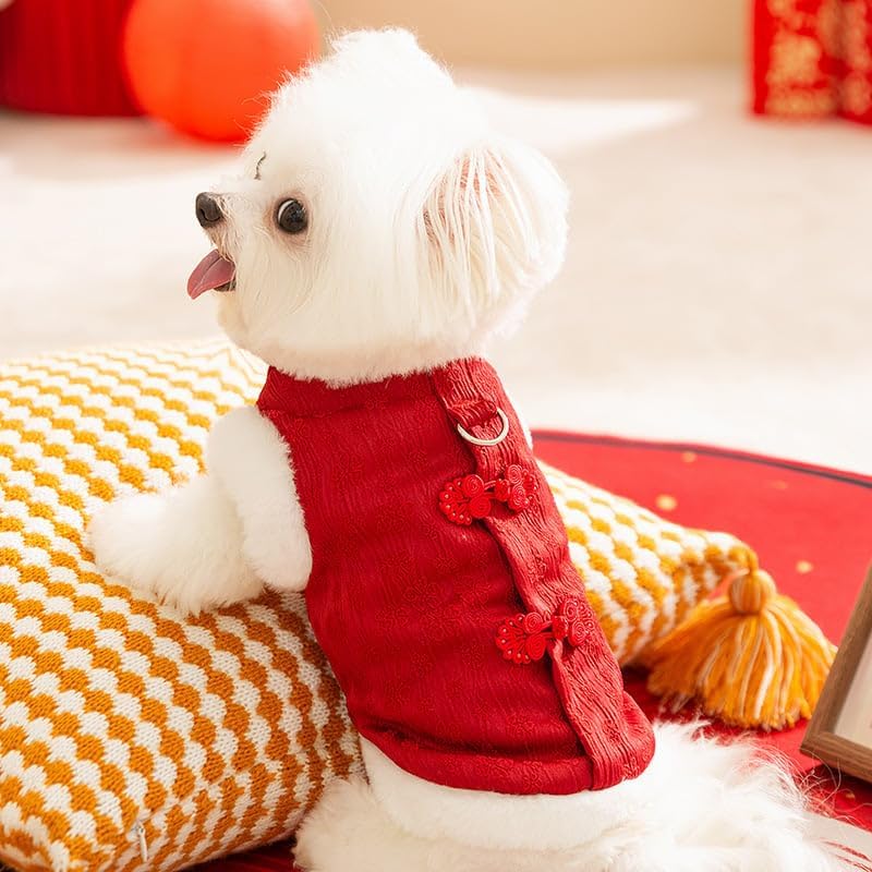 KFX-2085437 Cozy Cotton Winter Dog Outfit for Small Dogs - Chinese New Year Style Clothing