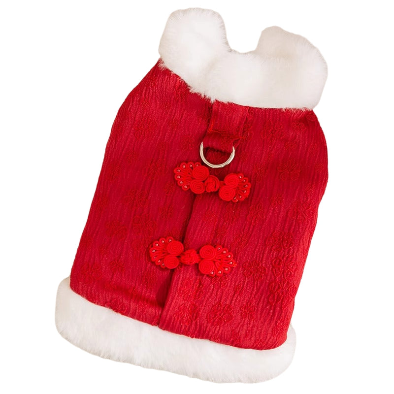 KFX-2085437 Cozy Cotton Winter Dog Outfit for Small Dogs - Chinese New Year Style Clothing