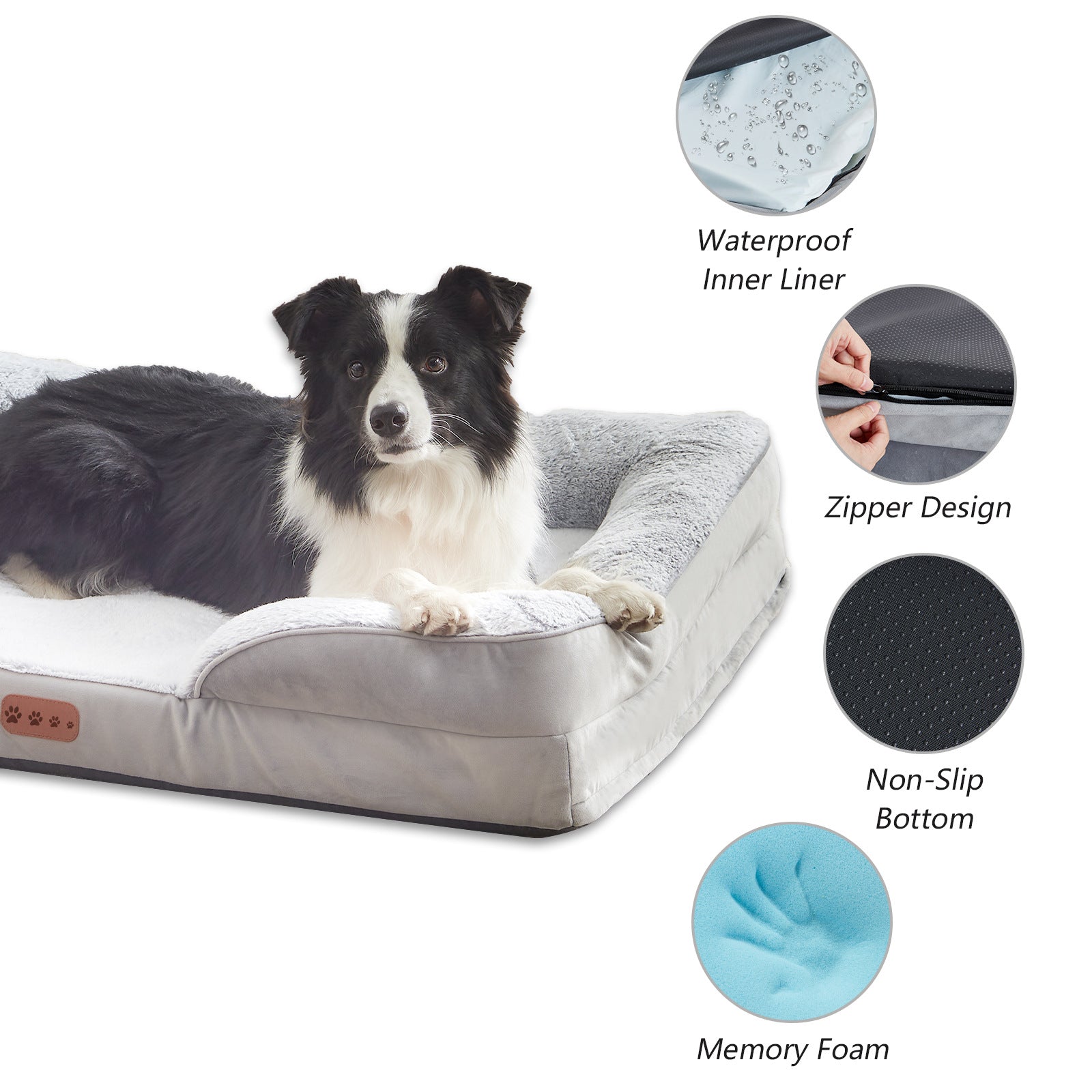 KFX-2086717 Detachable Memory Foam Pet Bed for All Seasons - Light Gray-Blue, Multiple Sizes Available