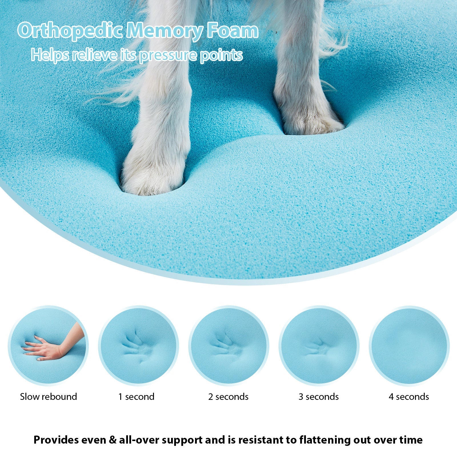 KFX-2086717 Detachable Memory Foam Pet Bed for All Seasons - Light Gray-Blue, Multiple Sizes Available