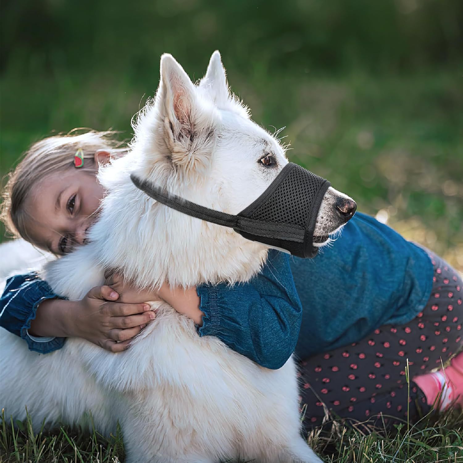 KFX-2088125 Comfortable Mesh Muzzle for Dogs, Adjustable Design for Safe Drinking and Panting, Prevents Biting and Chewing