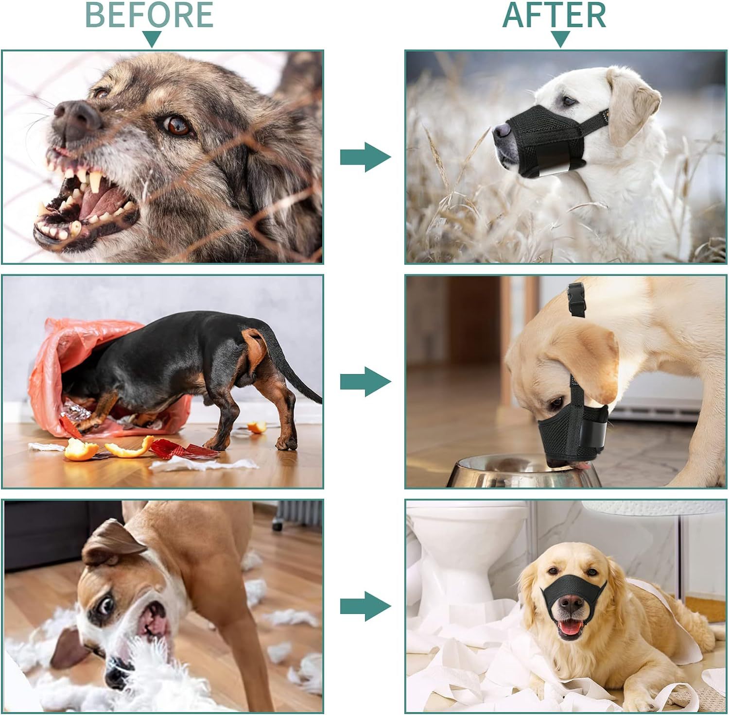 KFX-2088125 Comfortable Mesh Muzzle for Dogs, Adjustable Design for Safe Drinking and Panting, Prevents Biting and Chewing