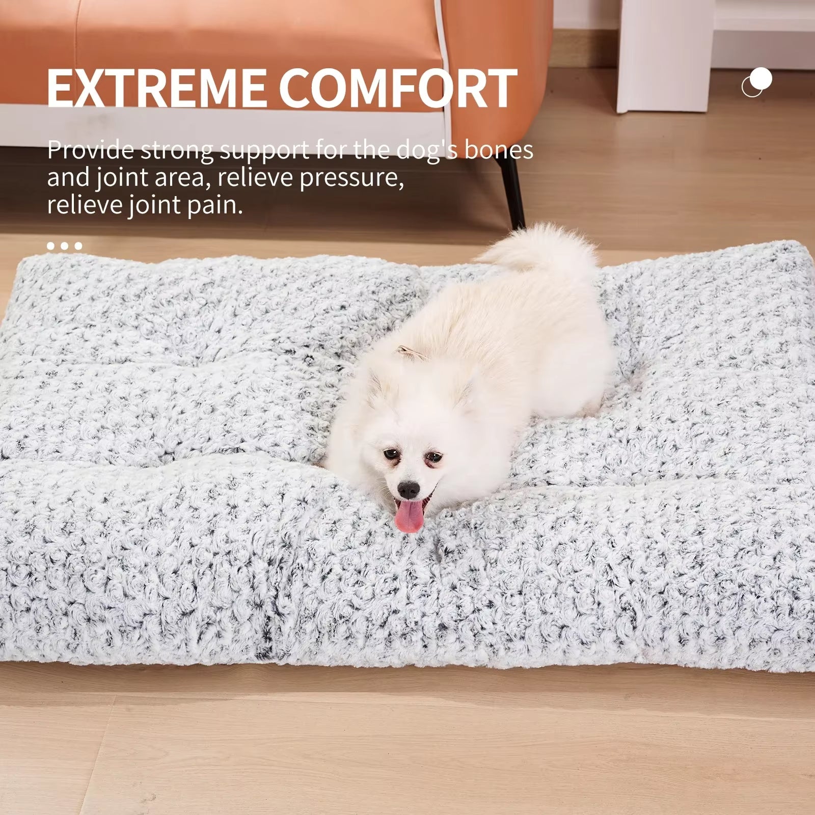 KFX-2088509 Plush Washable Dog Bed with Anti-Slip Base for Comfort and Support - Ideal for Home and Travel