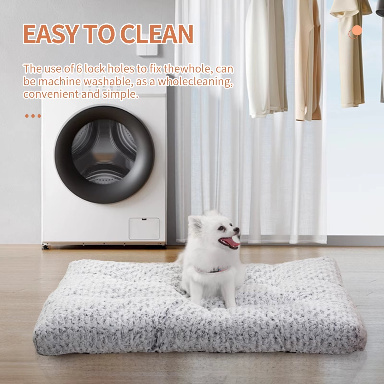 KFX-2088509 Plush Washable Dog Bed with Anti-Slip Base for Comfort and Support - Ideal for Home and Travel