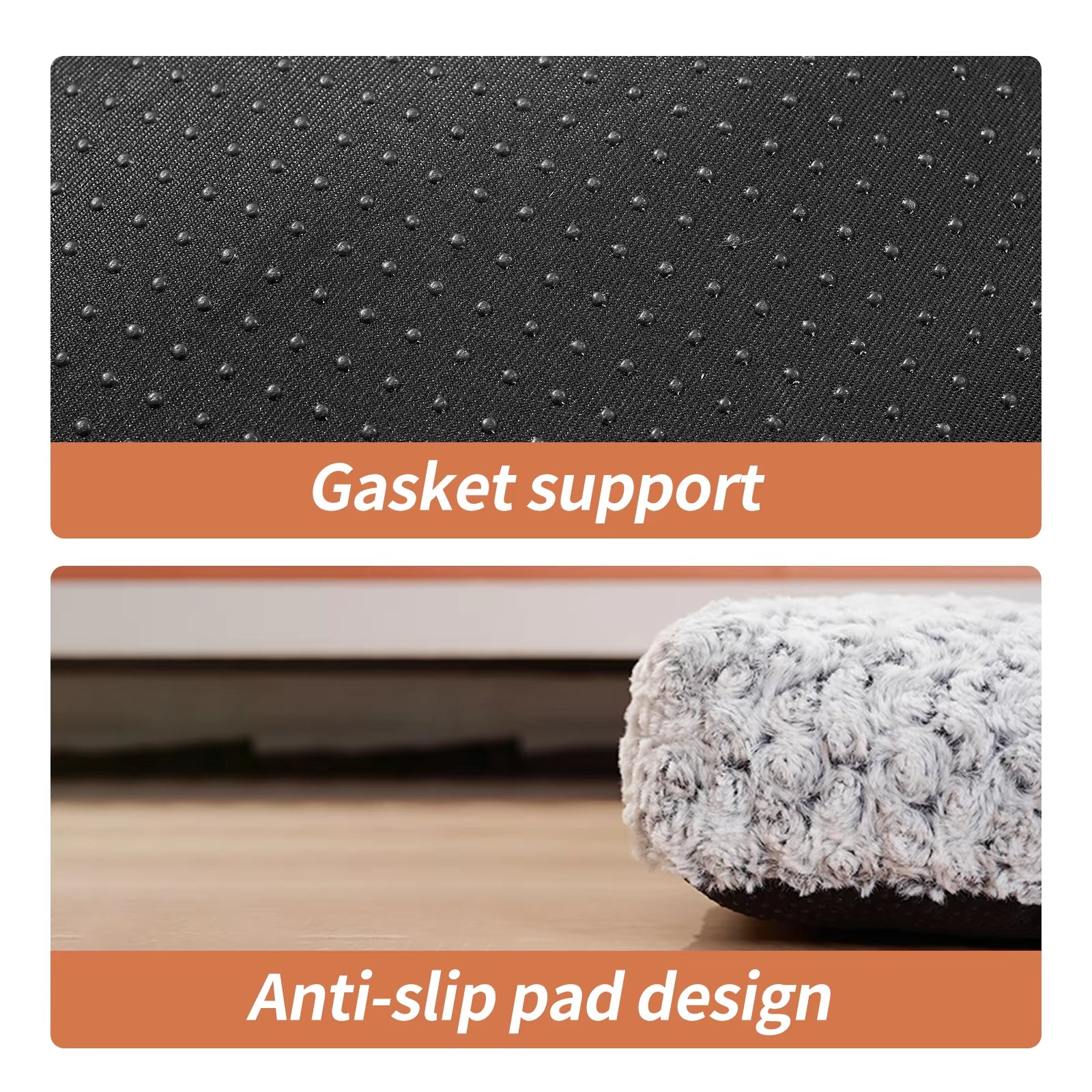KFX-2088509 Plush Washable Dog Bed with Anti-Slip Base for Comfort and Support - Ideal for Home and Travel