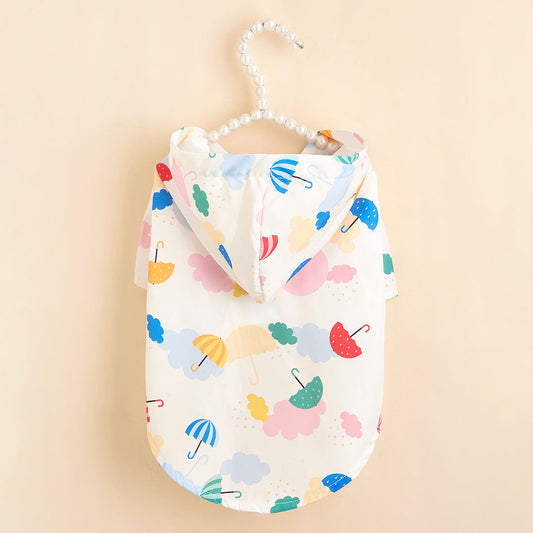 KFX-2092221 Colorful Cartoon Umbrella Pattern Raincoat for Pets in Sizes XS to XL