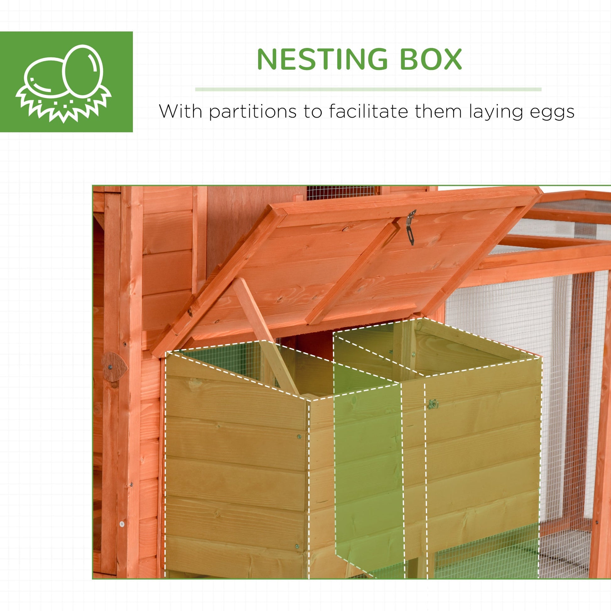 KFX-2096061 145" Wooden Chicken Coop with Run and Removable Tray for Easy Cleaning