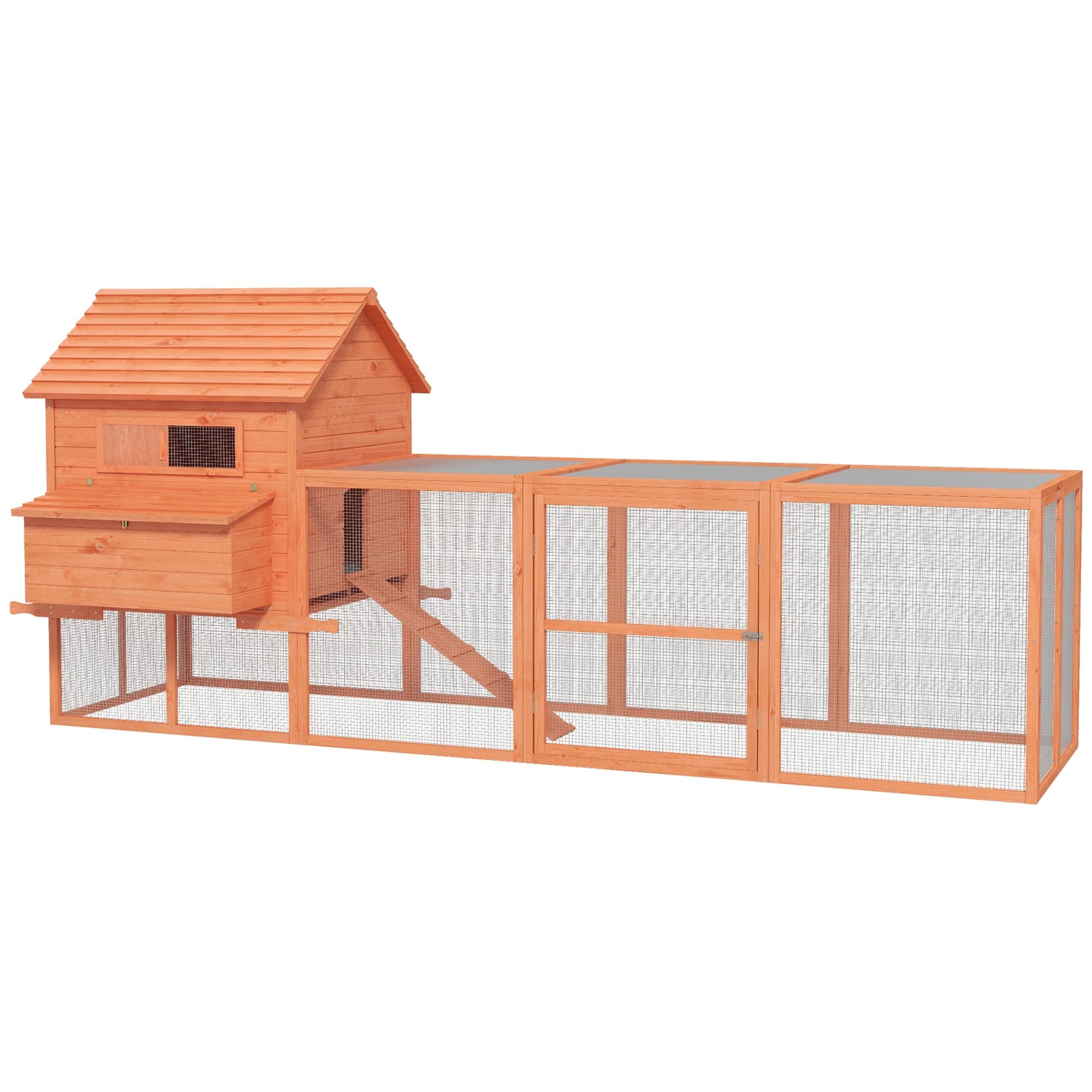 KFX-2096061 145" Wooden Chicken Coop with Run and Removable Tray for Easy Cleaning