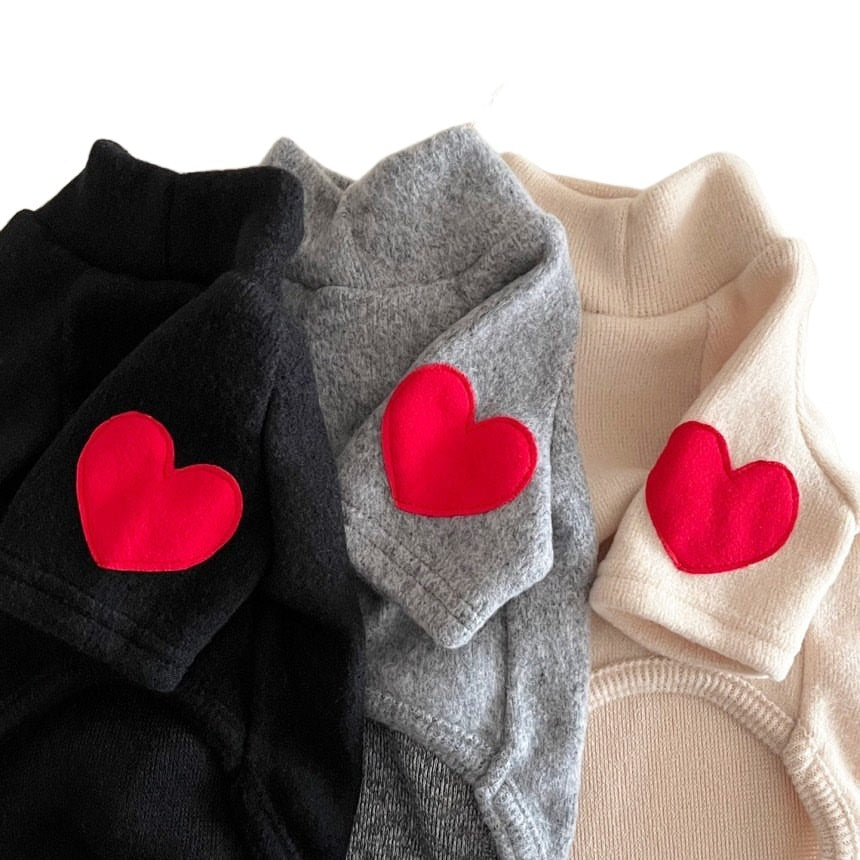 KFX-2097469 Fleece-Lined Love Sweater for Pets - Thick and Warm Casual Apparel in Gray, Beige, Black, Khaki, Sizes XS to XL