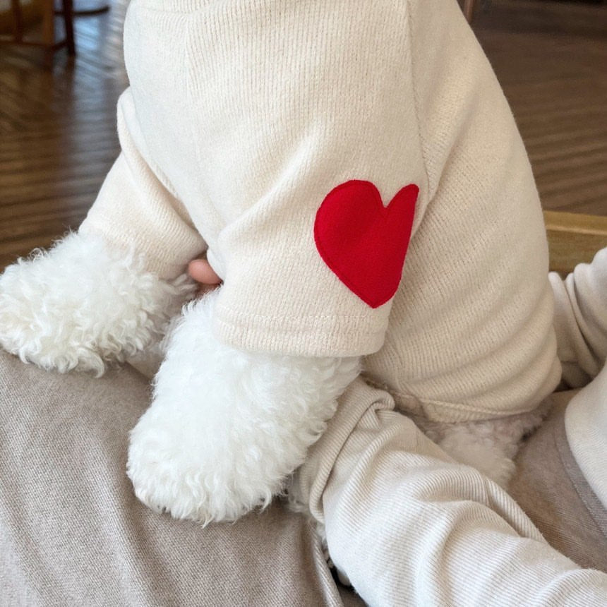 KFX-2097469 Fleece-Lined Love Sweater for Pets - Thick and Warm Casual Apparel in Gray, Beige, Black, Khaki, Sizes XS to XL