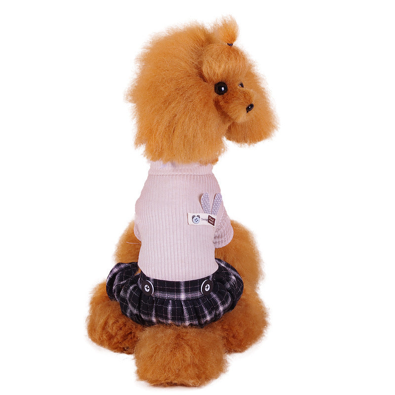 KFX-2098749 Cozy Four-Legged Autumn and Winter Dog Clothes in Pink and Beige, Cotton Material, Sizes XS-XXL
